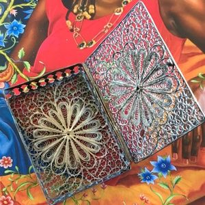 Antique silver filigree hinged box